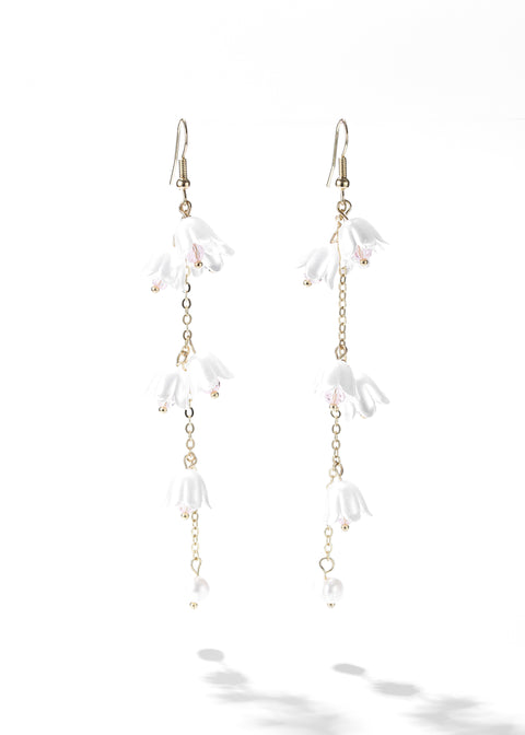 Bellflower Pearl Tassel Earring