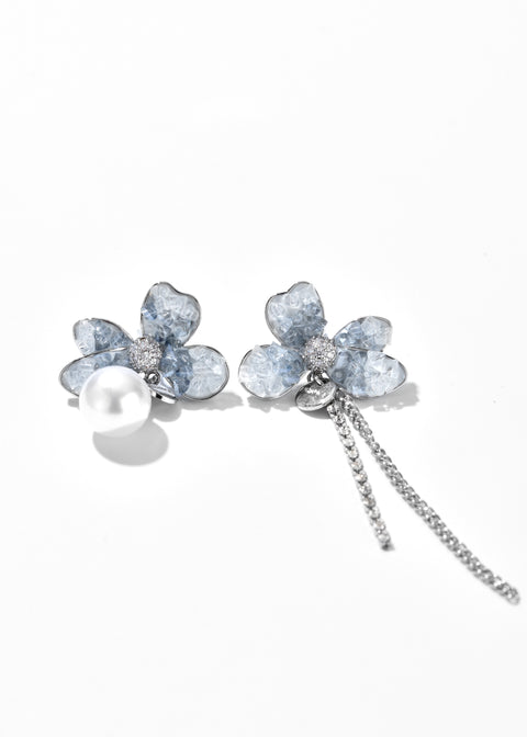 AsymBlue Crystal Drop Earrings