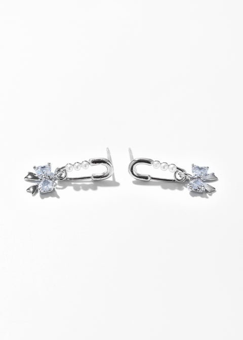 Bow Clip Dangle Stud Earrings