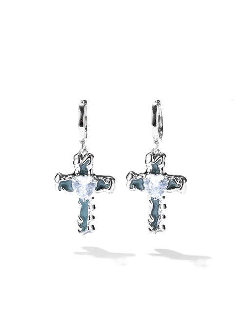hoop cross earrings