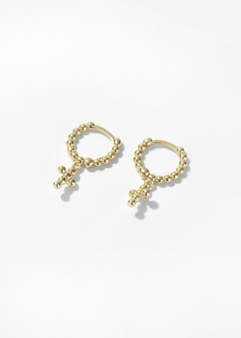 Beaded Hoop Earrings Cross