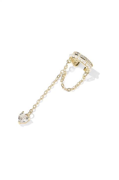 Double Layer Chained Pearl Ear Clip
