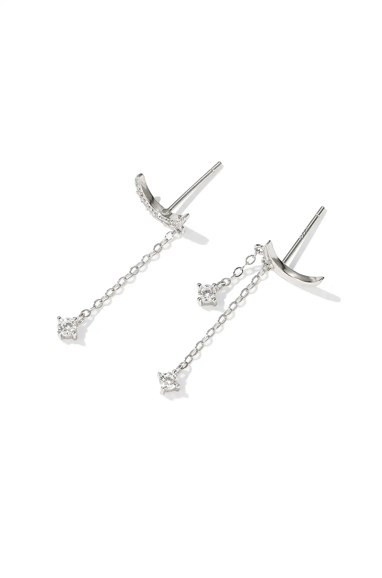 Crescent Moon Dangling Crystal Earrings