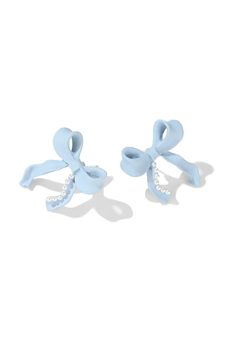 bow earrings with pearl