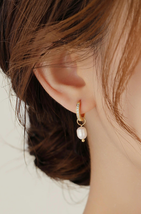 hoop pearl earrings