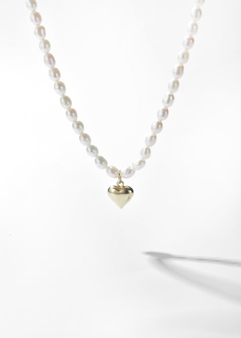 Heart Glow Pearl Strand Necklace