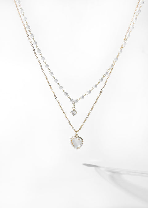 Pearl Necklace with Heart Pendant