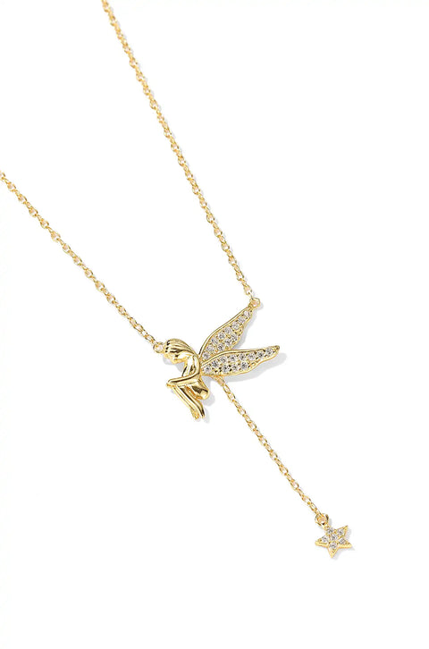 This fairy necklace features a fairy pendant with sparkling stones.