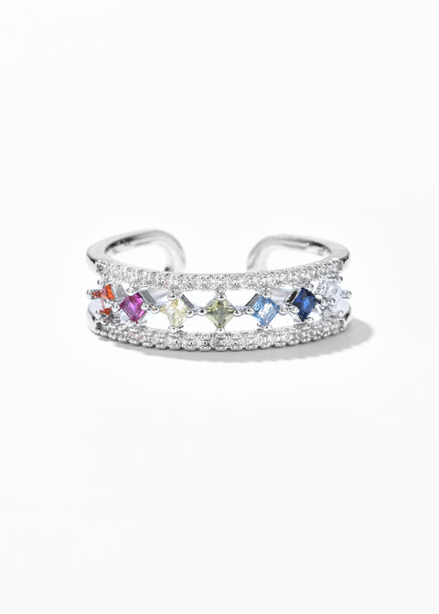 A colorful eternity band ring with an open ring design.