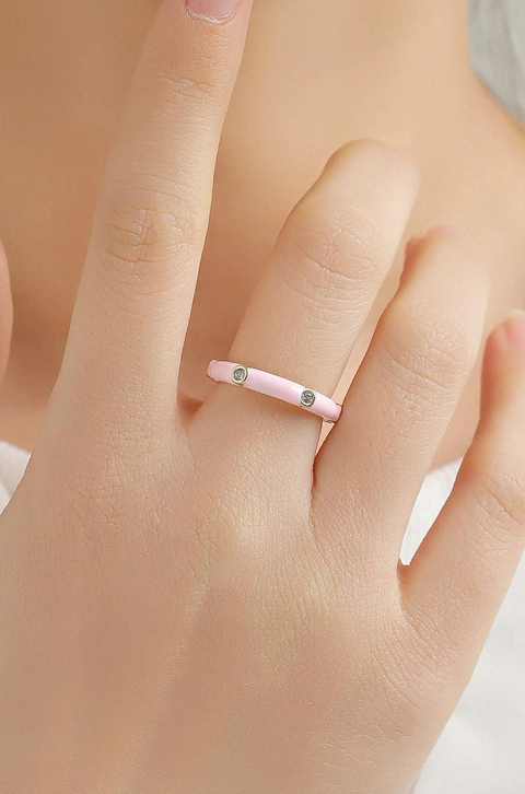pink enamel ring