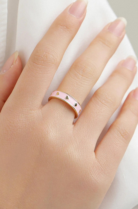 pink enamel ring