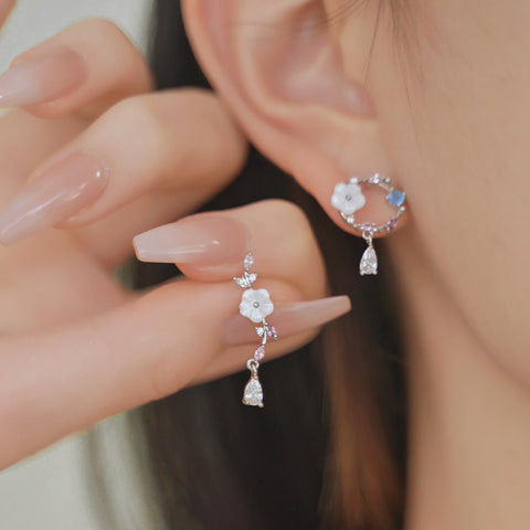 white floral earrings
