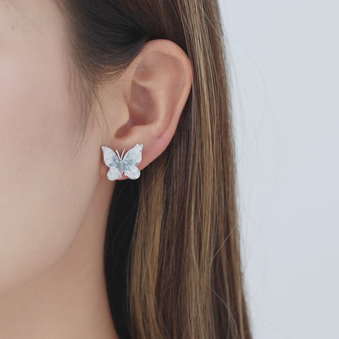 Crystal Blue Butterfly Earrings