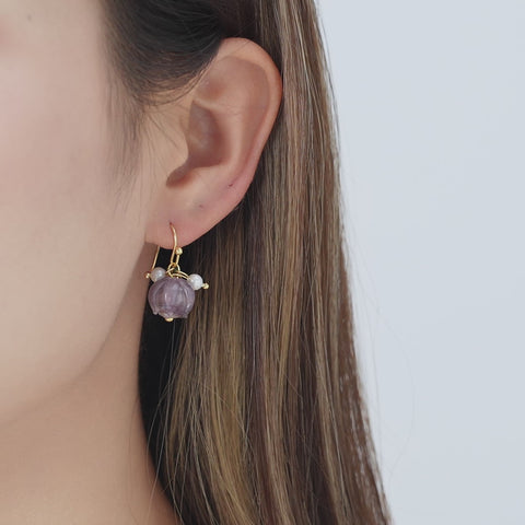 Purple Flower Earrings