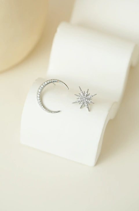 Mismatched Moon Star Earrings