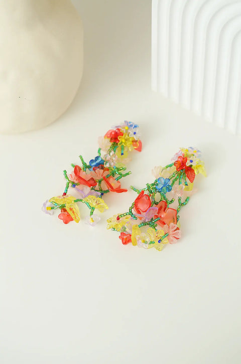 Y2K Inspired Trendy Beaded Flower Earrings