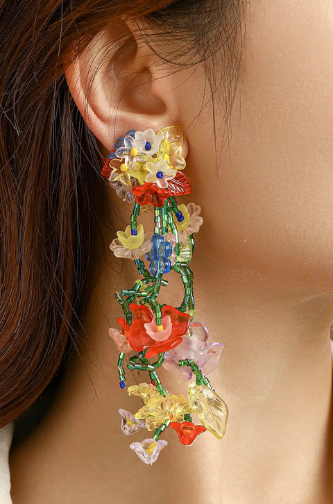 Y2K Inspired Trendy Beaded Flower Earrings