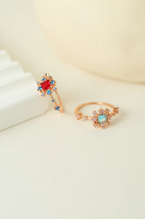 square ruby ring