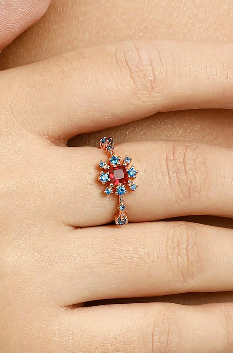square ruby ring