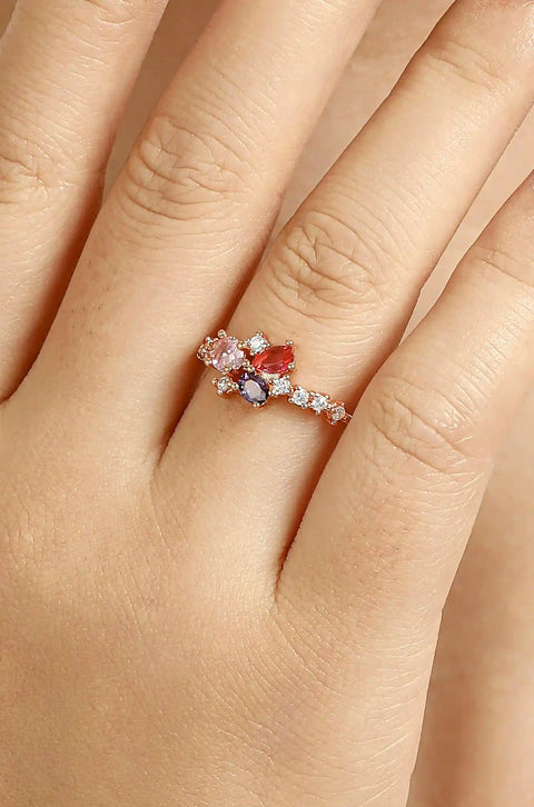 multi gemstone ring