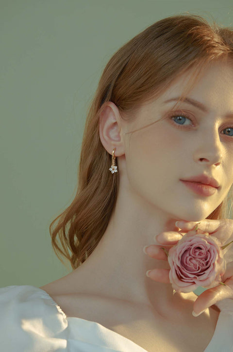 hoop flower earrings