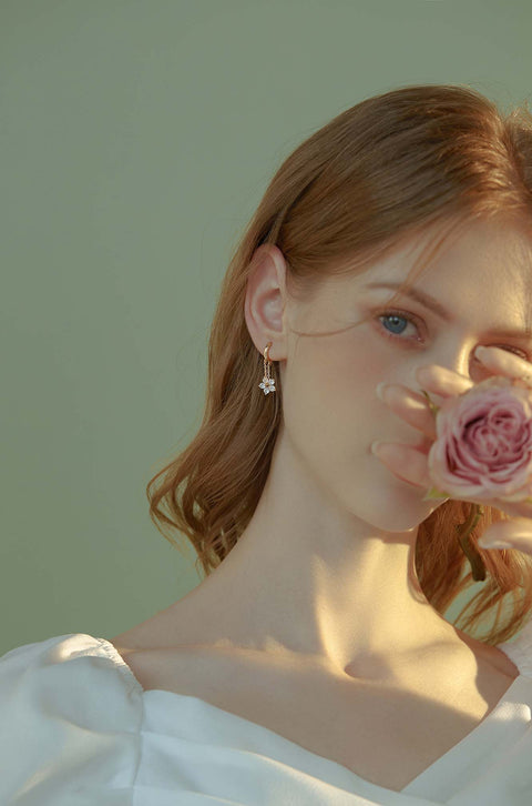 hoop flower earrings