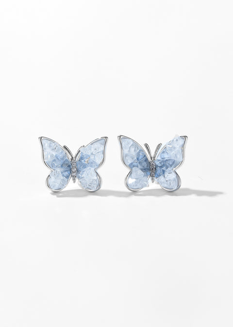Crystal Blue Butterfly Earrings