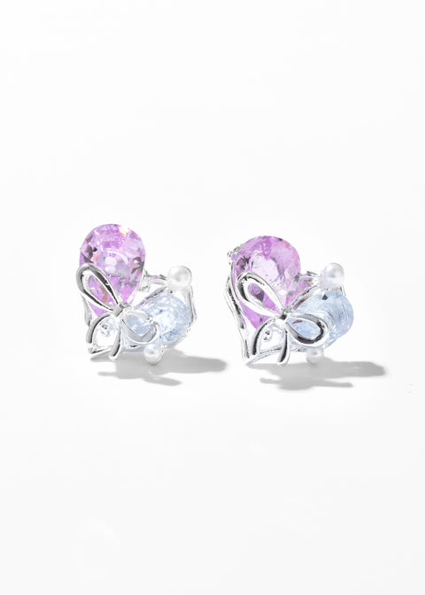 Heart Crystal Bow Earrings