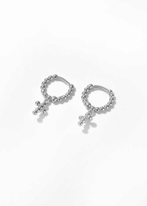 Beaded Hoop Earrings Cross