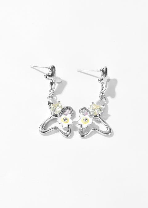 Sweet Nectar Silver Butterfly Earrings