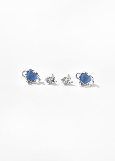 Celestial Heart Stud Earring Set