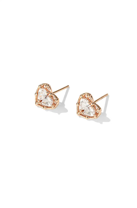 Heart Halo Gold Crystal Earrings