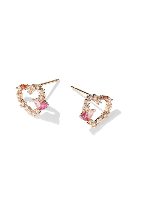 gold heart earrings studs