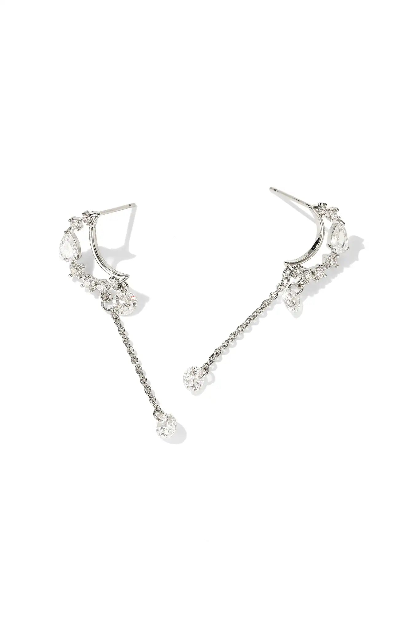 Crystal Crescent Dangle Earrings