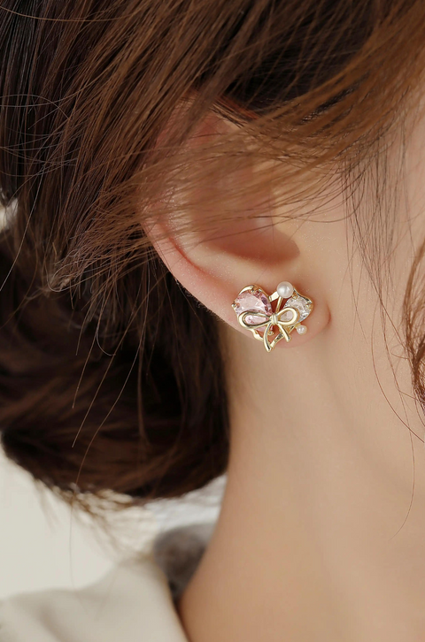 bow earrings stud