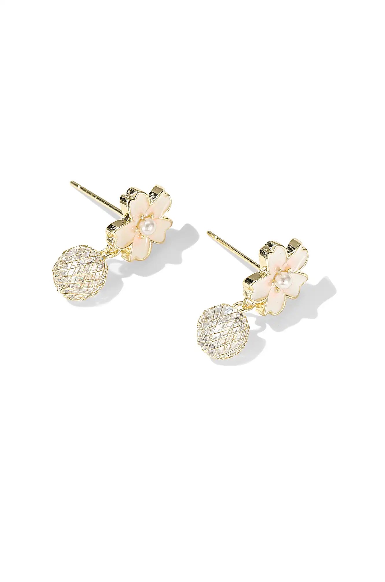 White Sakura Orb Earrings