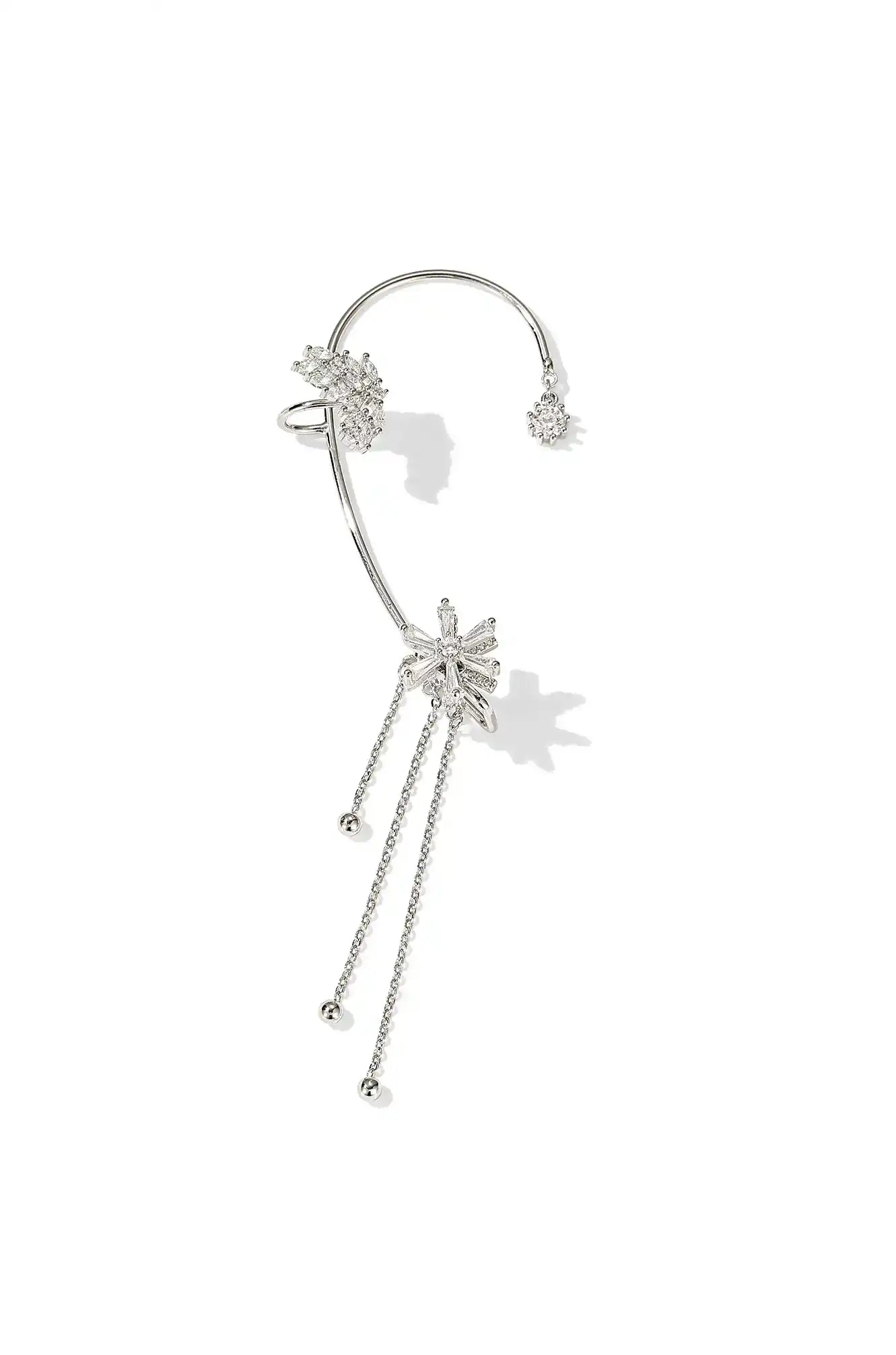Spinning Snowflake Butterfly Ear Cuff