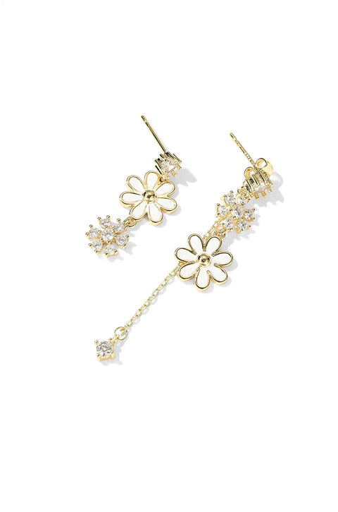 gold floral earrings