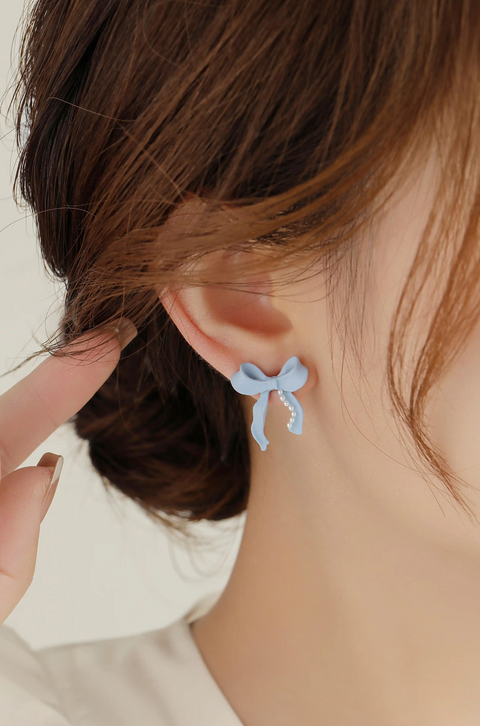 bow earrings with pearl