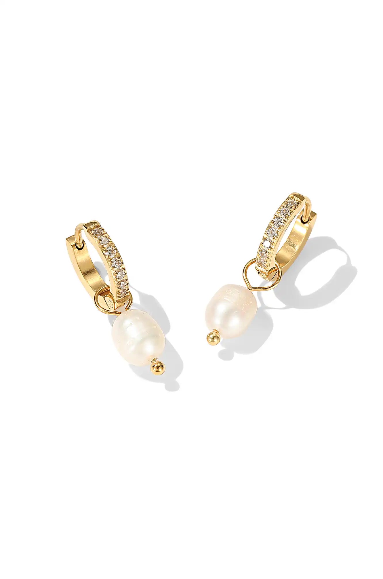 Graceful Pearl Hoop Earrings