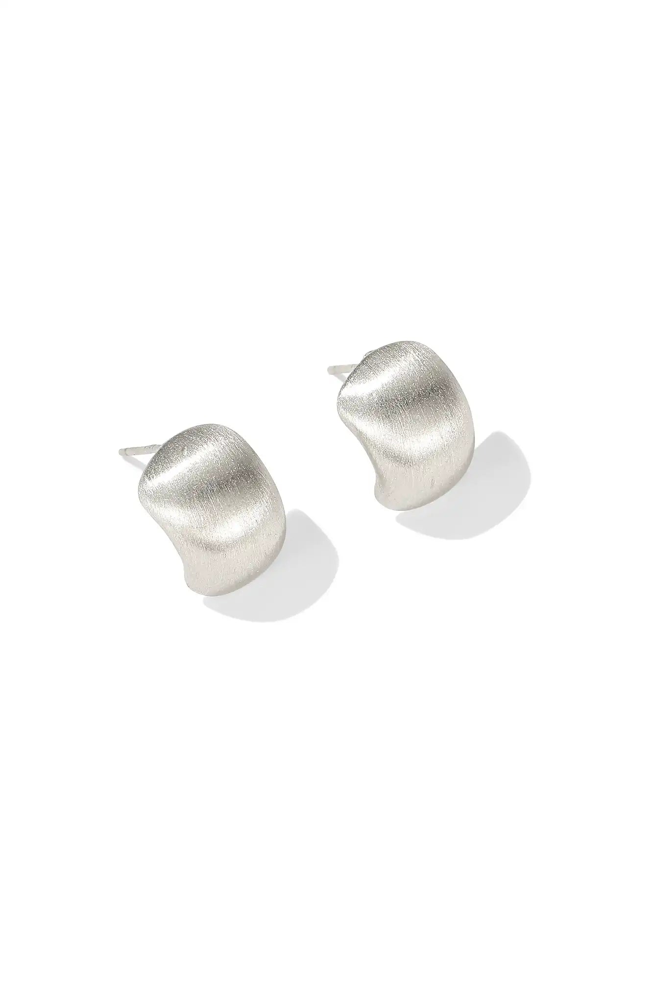 Brushed Silver Curve Earrings