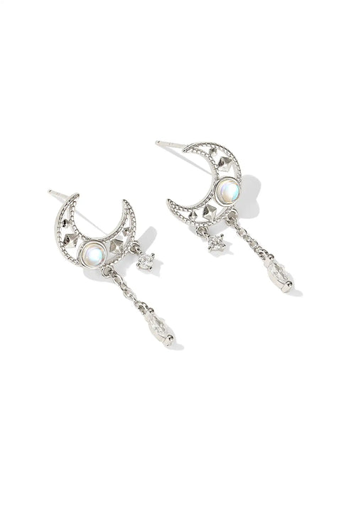 Crescent Moon Tassel Earrings
