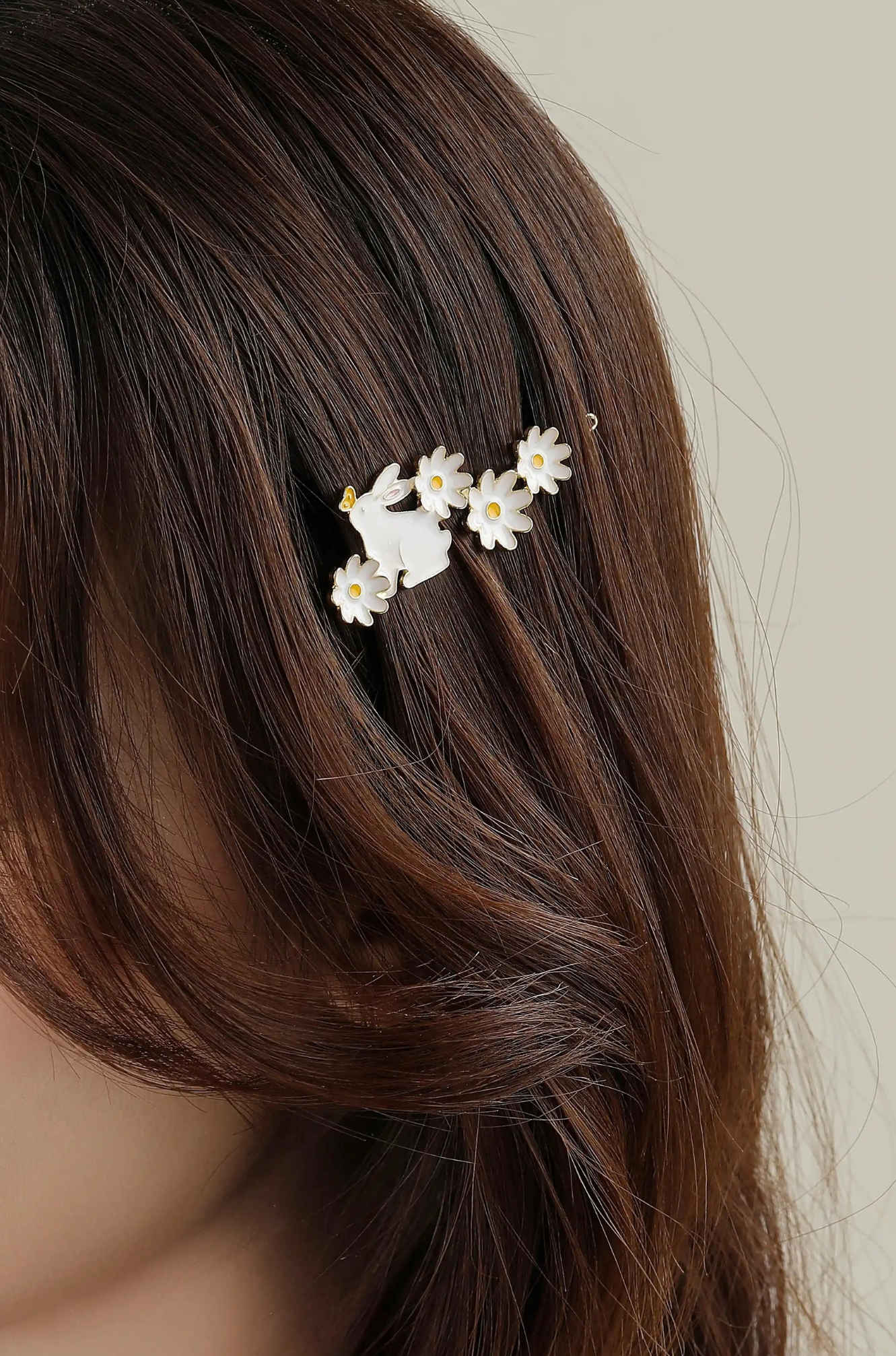 bunny flower hair clip