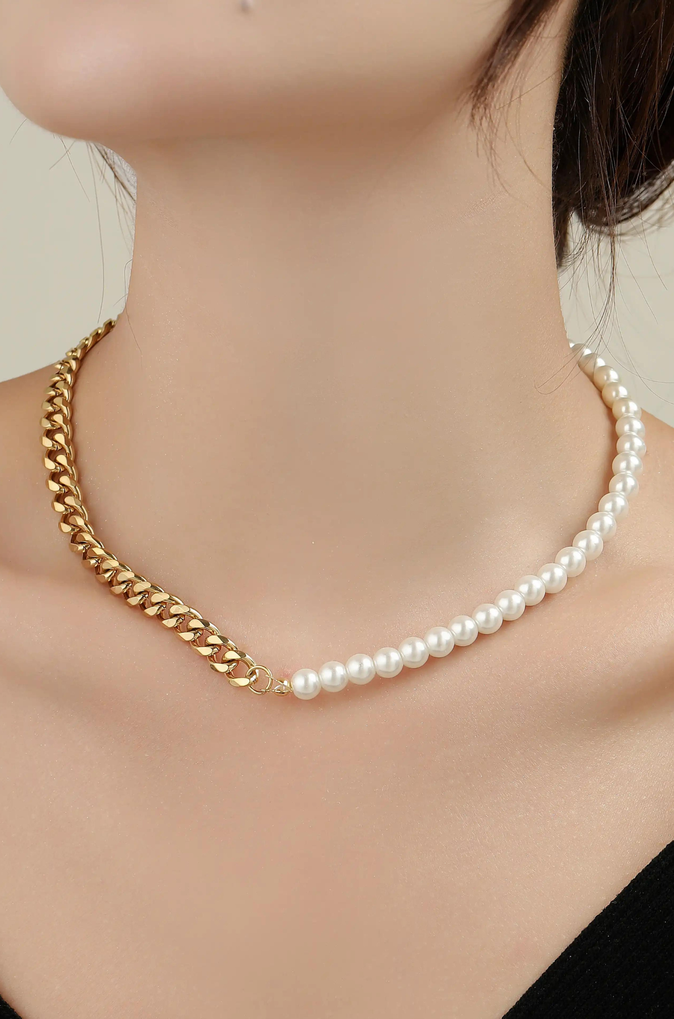 Half Cuban Half Pearl Necklace
