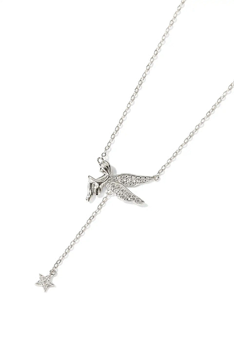 This fairy necklace features a fairy pendant with sparkling stones.