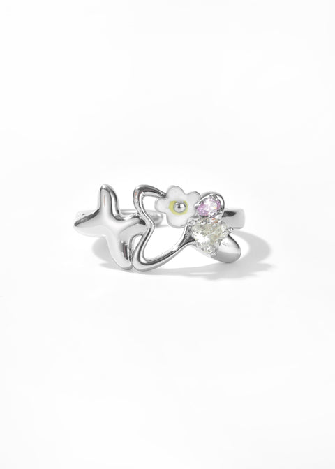 Sweet Nectar Silver Butterfly Ring