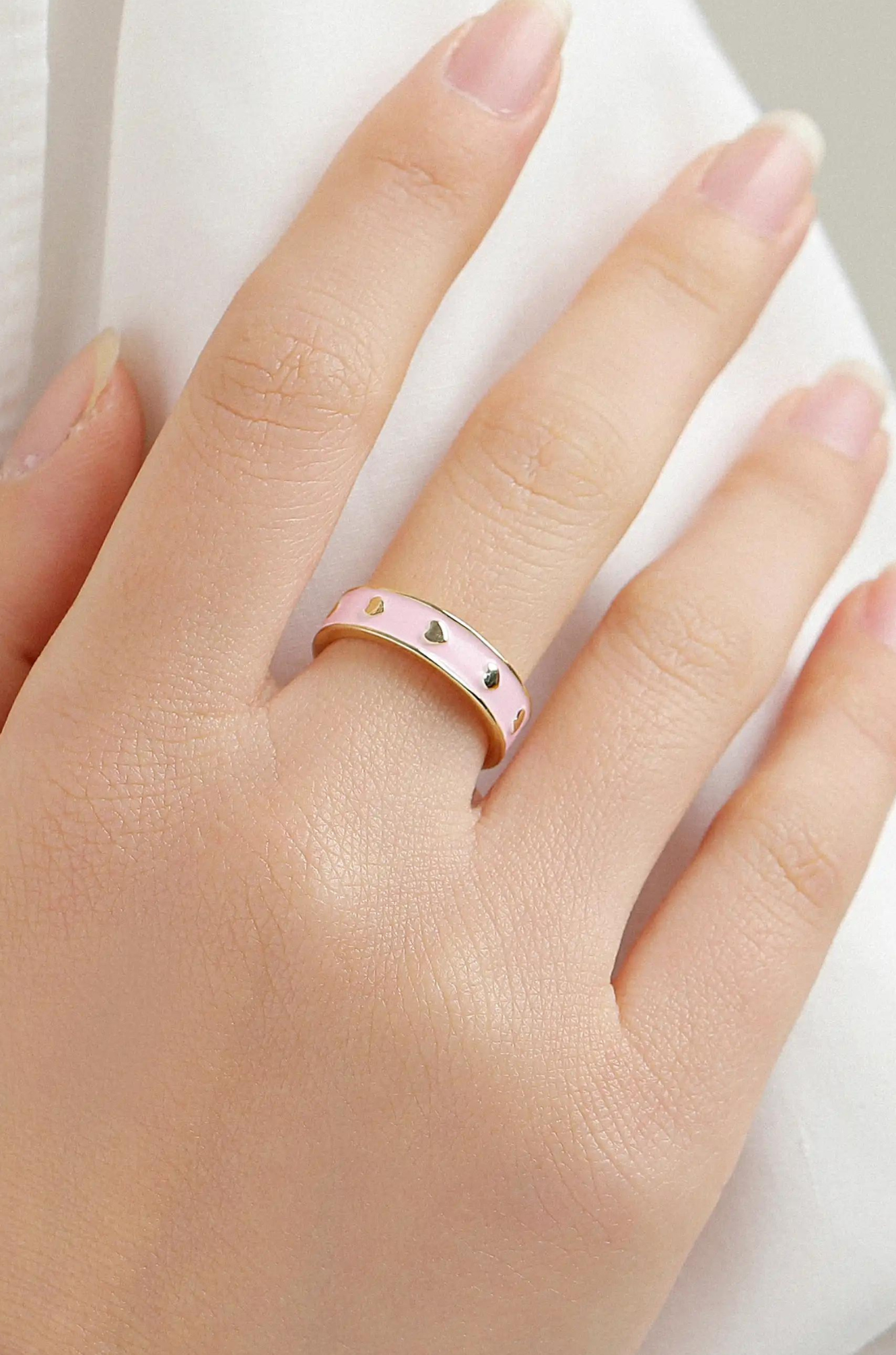 Pink and Gold Enamel Ring