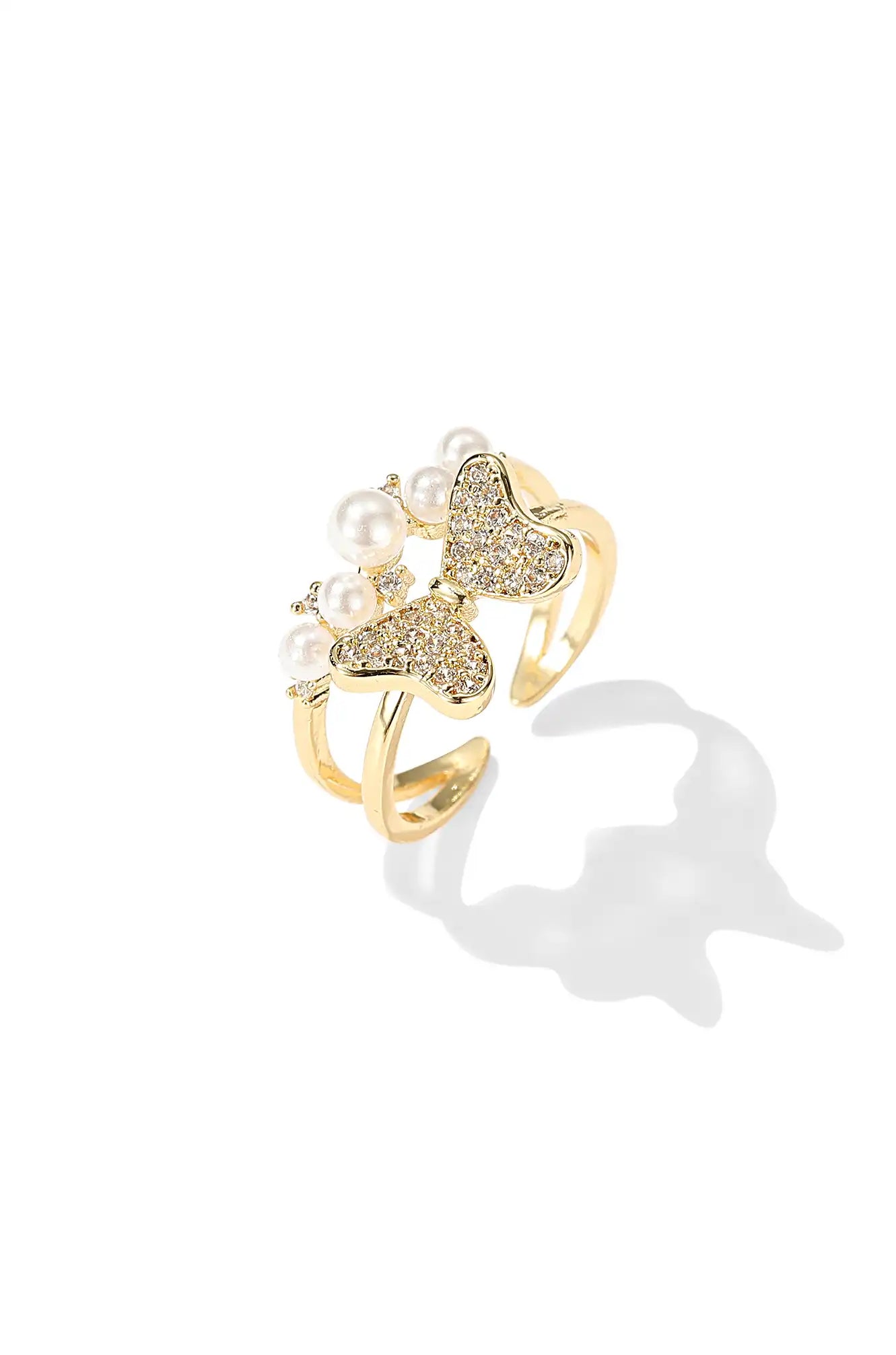 Butterfly Pearl Band Ring