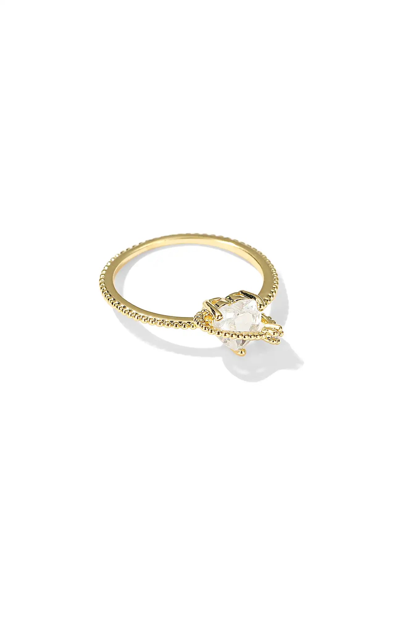 Gold Plated Big Gem Heart Ring