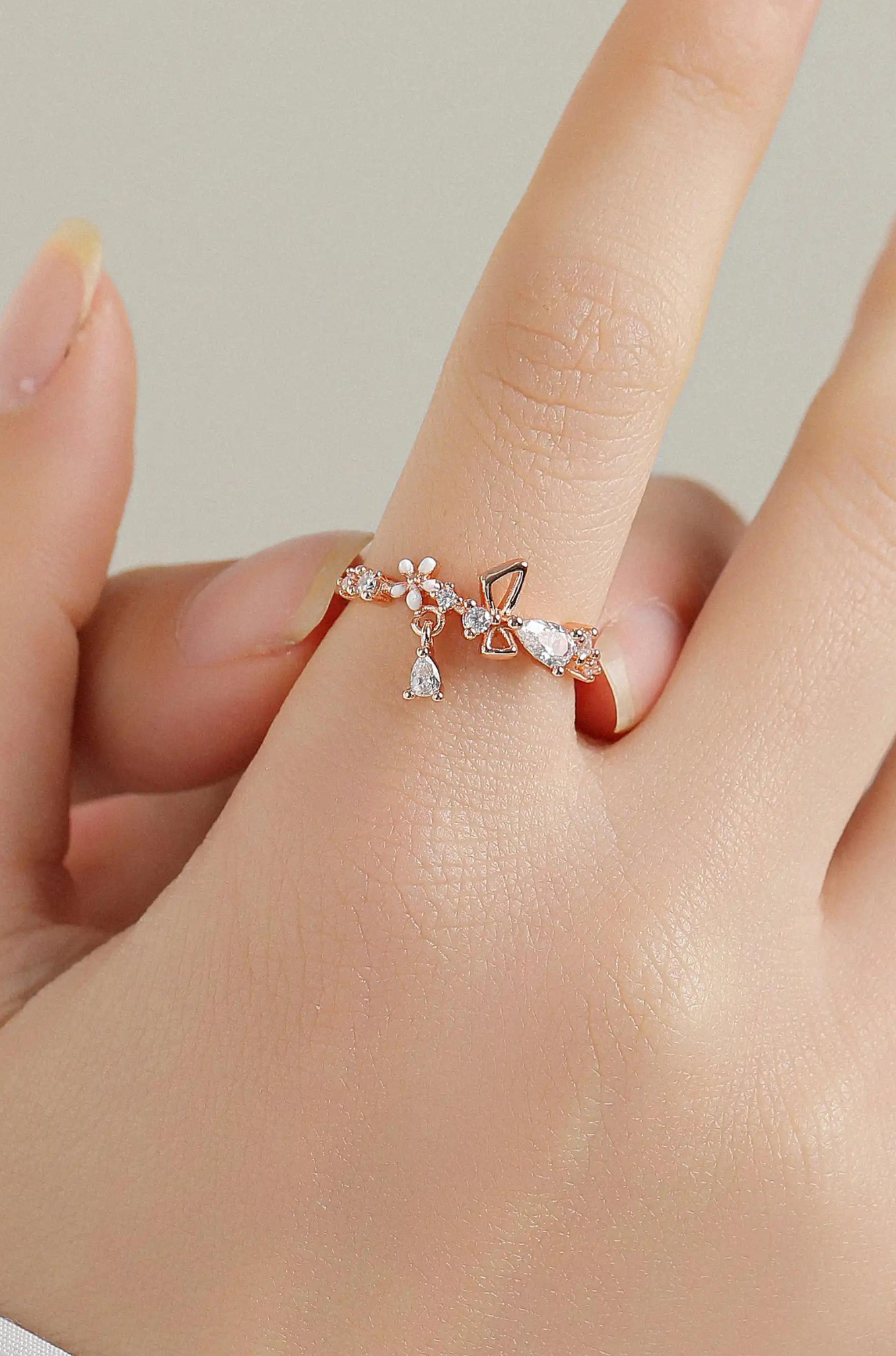 Mini Bow Floral Ring
